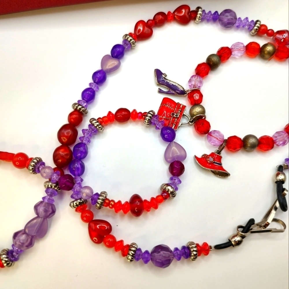 💥 3/$20 Red Hat Society Necklace and Bracelet! Handmade craft fair! - Picture 7 of 9